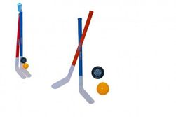 Хокей стик земята 2бр пластмасови 72см + florball топка + пластмасова шайба в мрежата RM_00880031