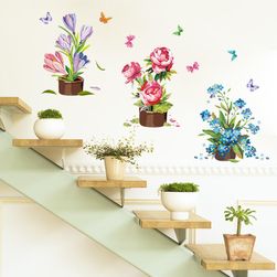 Autocolant de perete - ghivece de flori colorate