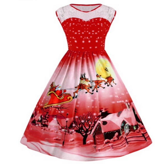 Rochie De Damă Cu Motiv De Crăciun Shipgratis Ro