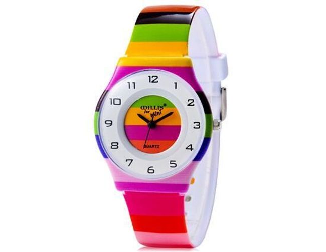 Kolorowy zegarek w paski dla dziewcząt 1