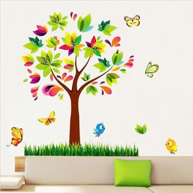 Samolepka na zeď - barevný strom 1