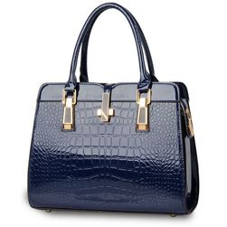 Луксозна дамска чанта с имитация на алигаторска кожа