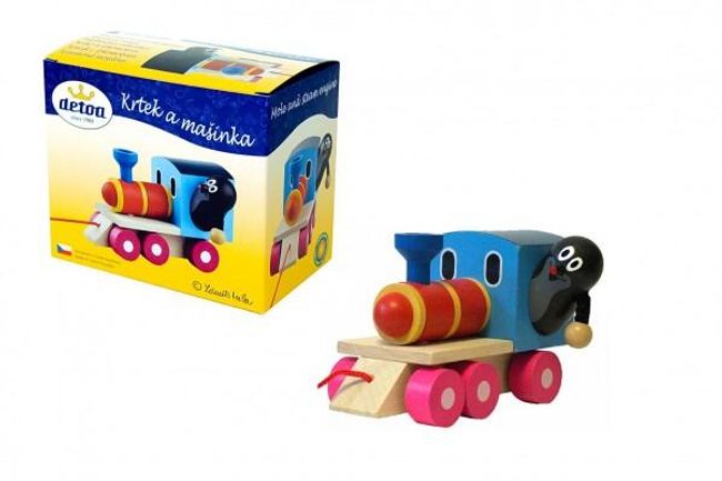 Krtko a mašinka / vlak drevo 12cm ťahacie v krabičke RM_33012810 1