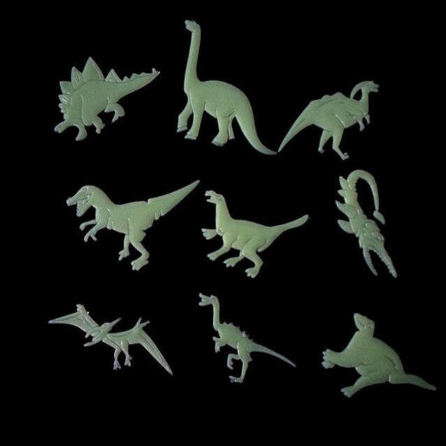 Fluorescenčni samolepilni dinozavri - 9 kosov 1