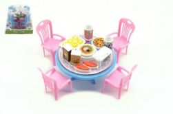 Asztal és szék műanyag kiegészítőkkel, 12 cm-es három színben, buborékfóliában RM_00312689