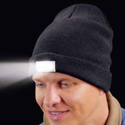 Мужская зимняя шапка с LED фонариком