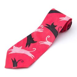 Hodvábna ručne maľovaná kravata Mám rád mačky