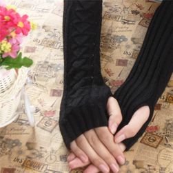 Dámské pletené rukavičky na dlaně a předloktí - černá barva