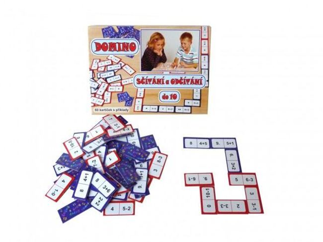 Domino sčítanie a odčítanie do 10 spoločenská hra 60ks v krabici 22x16x3cm RM_34650153 1
