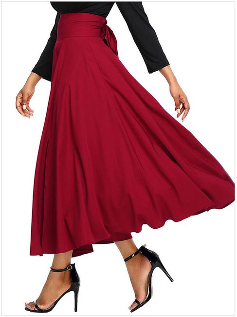 Dlouhá sukně s kapsami - Červená - velikost č. 5 1