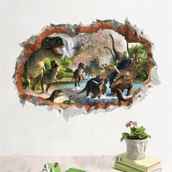 3D стикер за стена - Язовир с динозаври