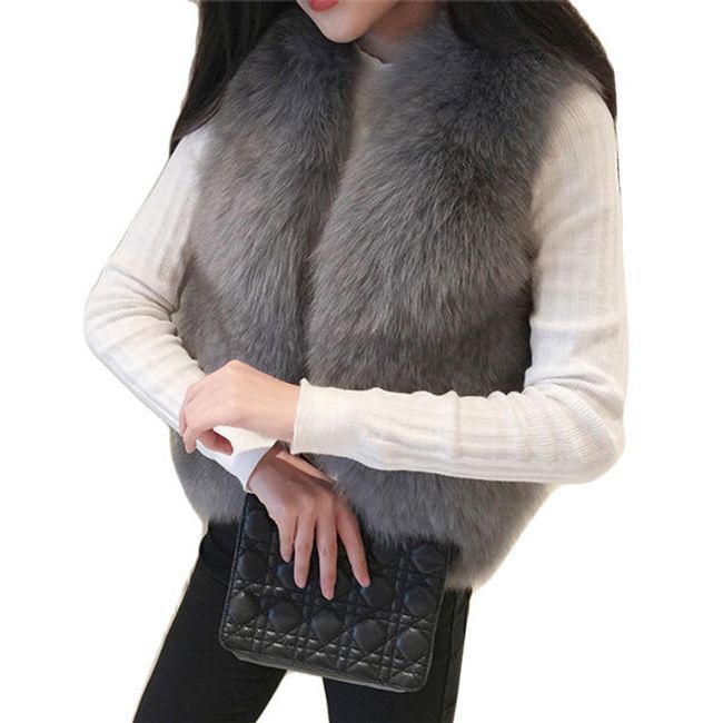 Дамска кожена жилетка - сива - размер 7 1