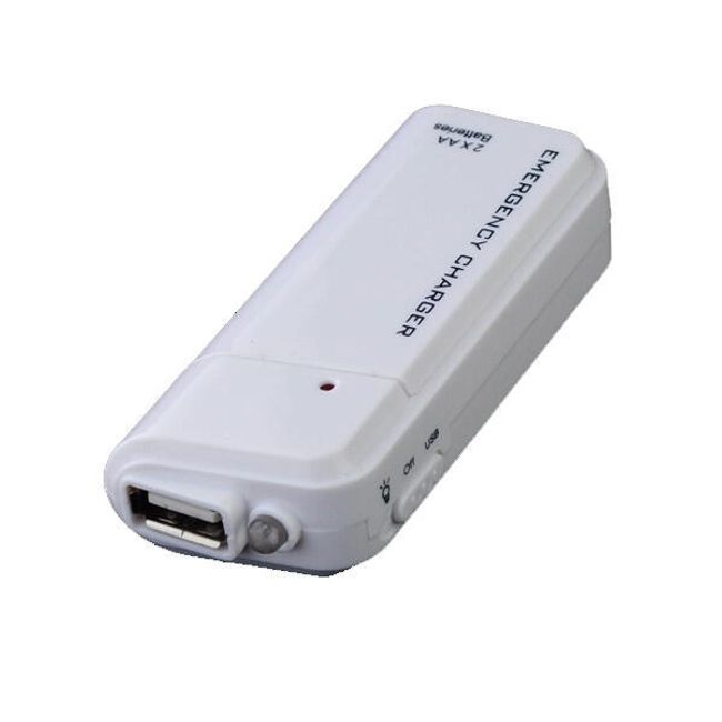 USB nabíječka na AA baterie pro mobilní telefony, MP3 MP4 přehrávače - bílá 1