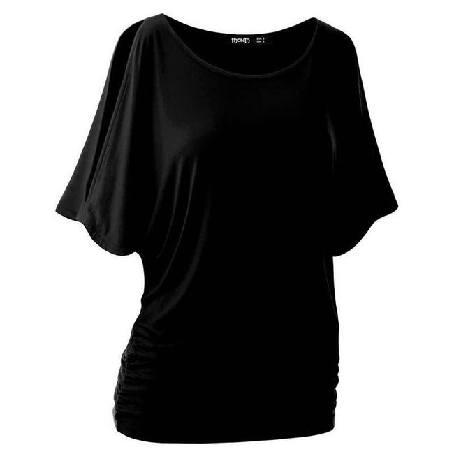 Dámské triko s otvory na ramenou v mnoha barvách - Černá, velikost S/M 1