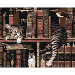 Maľovanie podľa čísel - Mačka v knižnici TU_2410200-1