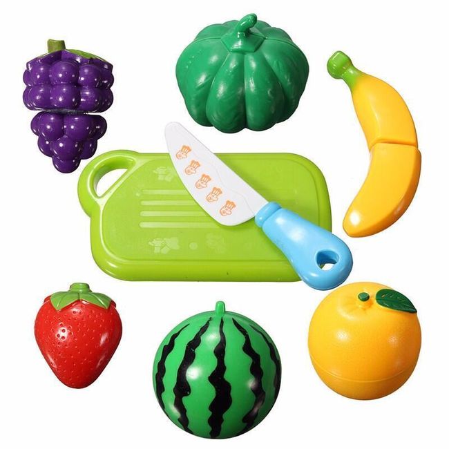 Műanyag gyümölcsök és zöldségek kis konyhai segítők számára 1