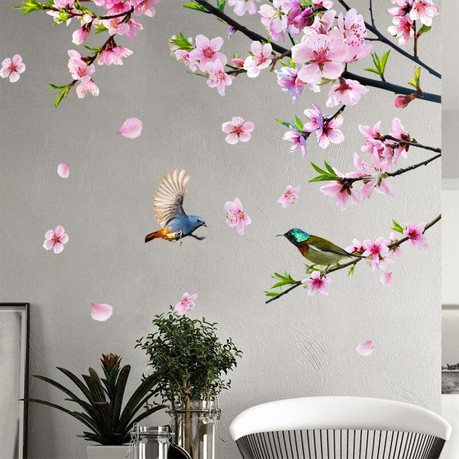 Stylska nalepnica na zid - cveće i ptičice 1