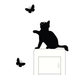 Samolepka na zeď pro ozdobu vypínače - kočička