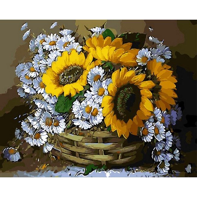 Pictură Prin Numere Floarea Soarelui In Coș Shipgratis Ro
