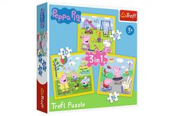 Puzzle 3v1 Prasátko Peppa/ Peppa Pig Šťastný den prasátka v krabici 28x28x6cm RM_89134849