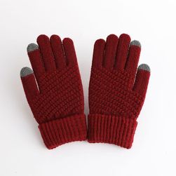 Damskie zimowe ciepłe dzianinowe, pełne rękawiczki ,solidna imitacja wełny ,rękawiczki do ekranów dotykowych ,damskie grube ,ciepłe rękawiczki do jazdy na rowerze SS_1005003460521903-Wine red-One Size
