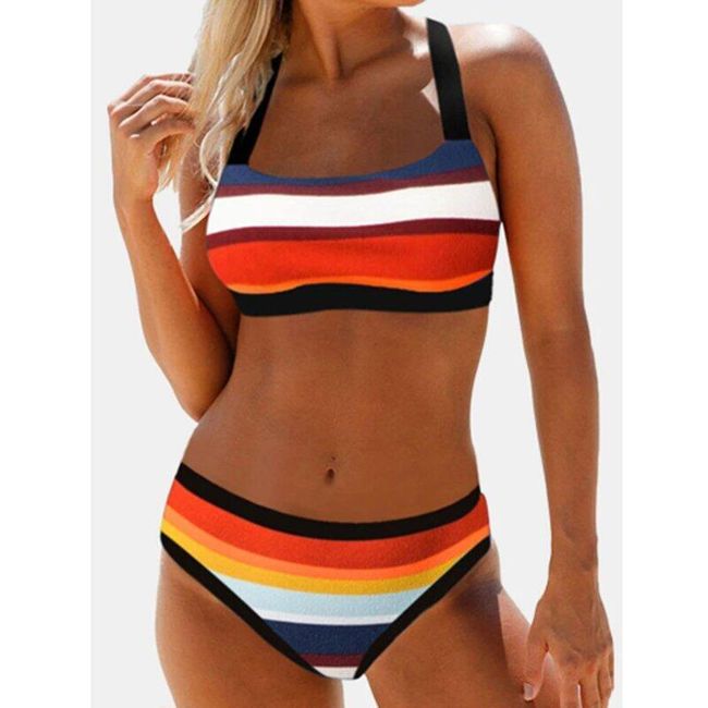 Ženski kupaći kostimi u bikiniju u šarenim prugama 1