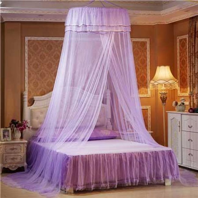Jednobojna baldahin zavesa za krevet 1