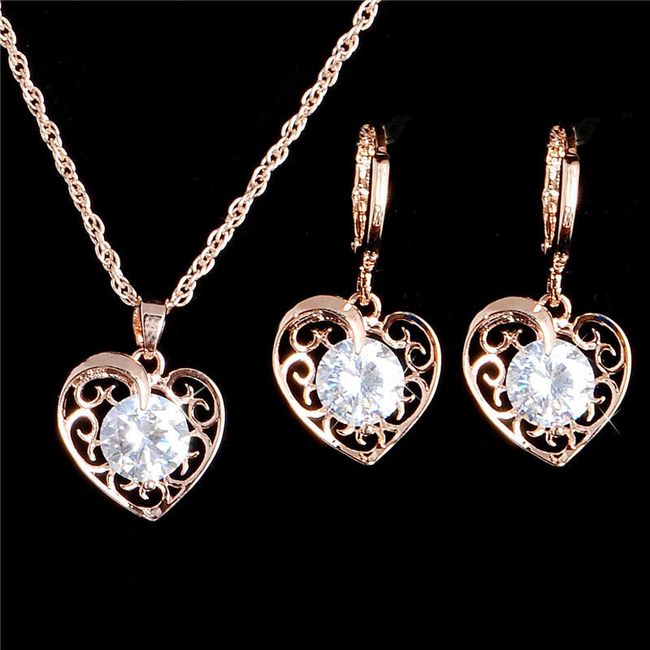 Dámský set šperků ve tvaru srdce s kamínky 1